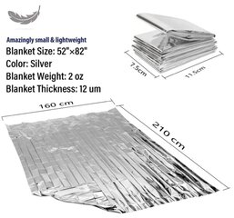 Antklodė iš folijos Thermo, 160cx210cm, pilka kaina ir informacija | Kitas turistinis inventorius | pigu.lt