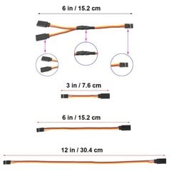 16pcs сервоудлинитель RC, 75/150/300mm сервоудлинитель JR штекер, 1 к 2 y 150mm 3 контактный проводной кабель JR мужчины и Futaba женщины цена и информация | Дроны | pigu.lt