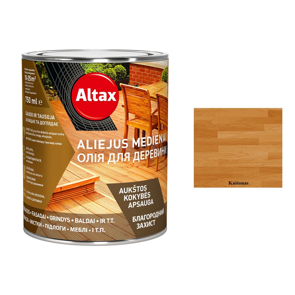 Aliejus medienai Altax, kaštonas, 0,75L kaina ir informacija | Impregnantai, priežiūros priemonės | pigu.lt