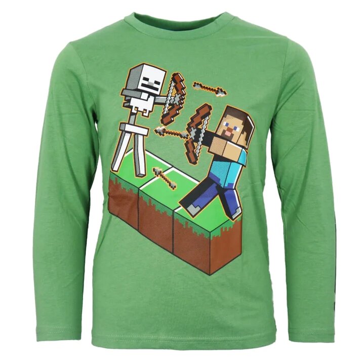 Marškinėliai berniukams Minecraft Steve ir Skeletonas, žali kaina ir informacija | Marškinėliai berniukams | pigu.lt