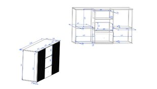 Komoda Intermeble Viena 3D3S, balta/auksinė цена и информация | Комоды | pigu.lt