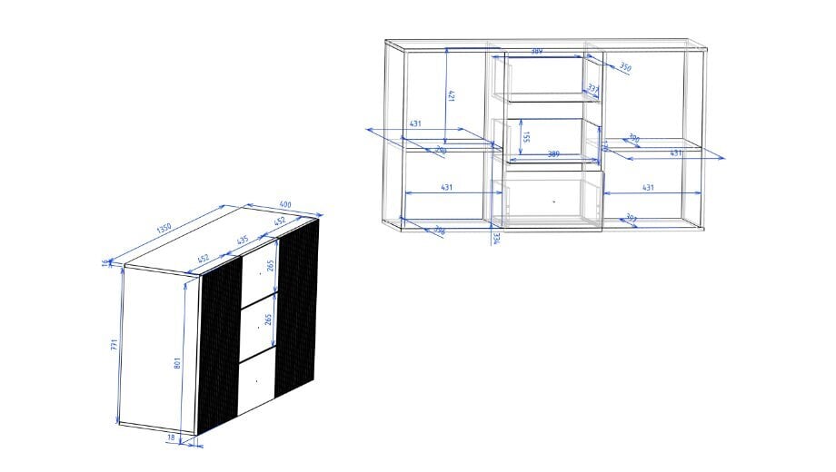 Komoda Intermeble Viena 3D3S, balta/auksinė цена и информация | Komodos | pigu.lt