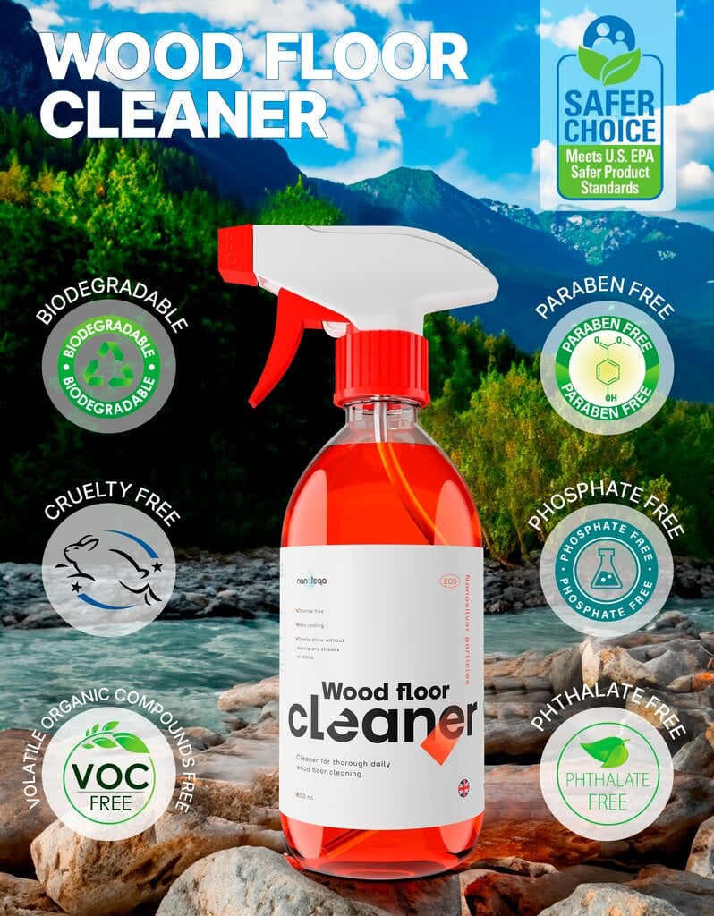 Nanoteqa medinių grindų valiklis Wood Floor Cleaner, 500 ml kaina ir informacija | Valikliai | pigu.lt