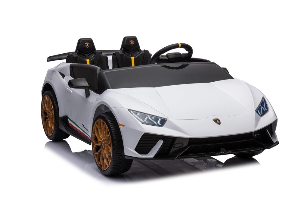 Dvivietis elektromobilis vaikams Lamborghini Huracan Performante Spyder, baltas kaina ir informacija | Elektromobiliai vaikams | pigu.lt