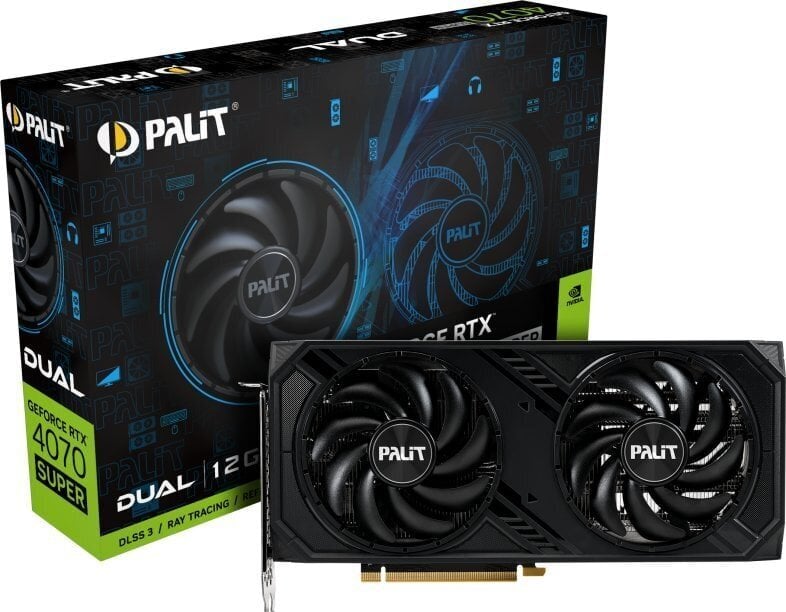 Palit GeForce RTX 4070 Super Dual (NED407S019K9-1043D) цена и информация | Vaizdo plokštės (GPU) | pigu.lt