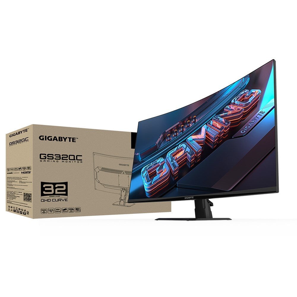 Gigabyte GS32QC kompiuterio monitorius 80 cm (31.5") 2560 x 1440 pikseliai Quad HD LCD Juoda kaina ir informacija | Monitoriai | pigu.lt