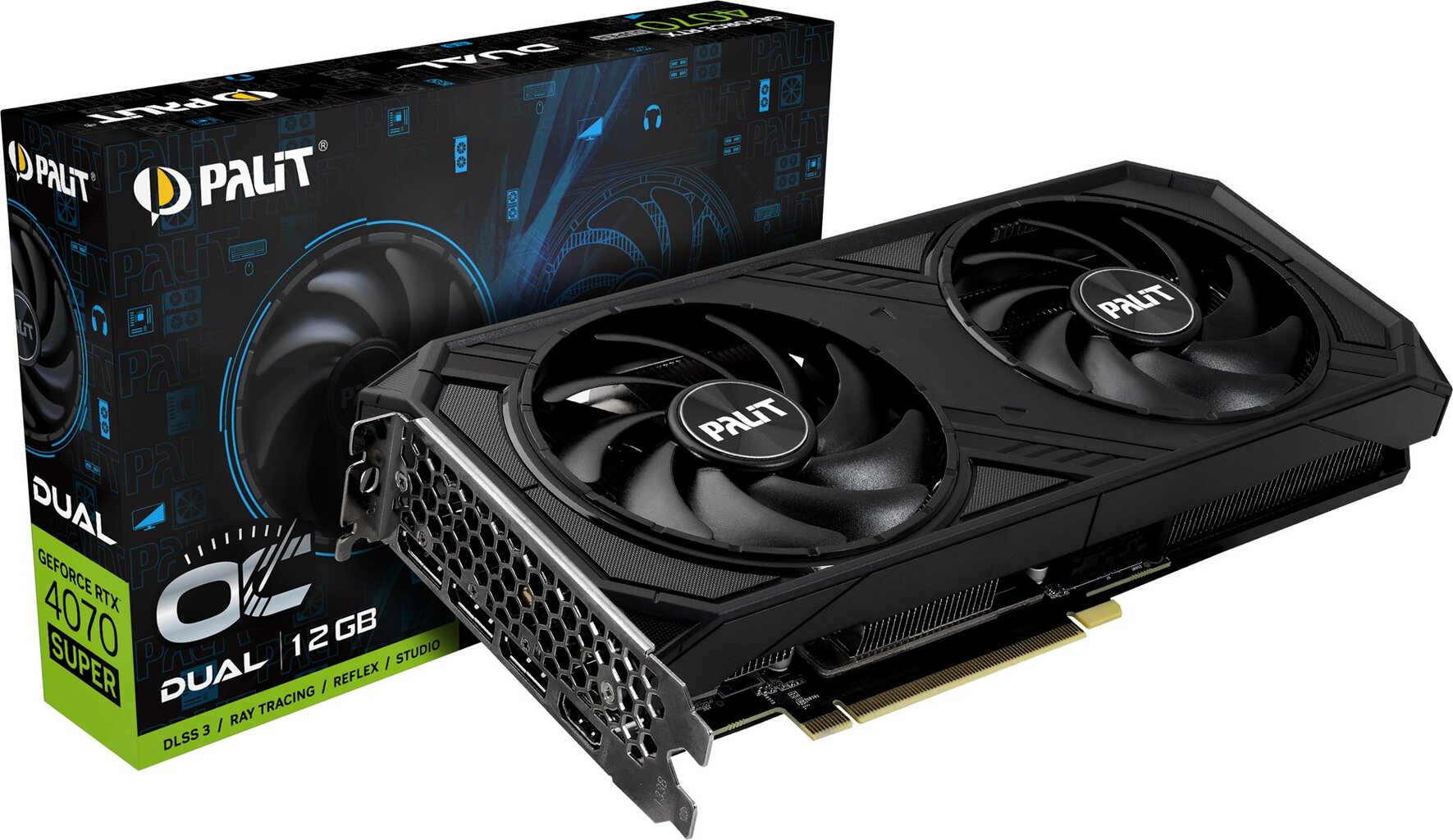 Palit GeForce RTX 4070 Super Dual OC (NED407SS19K9-1043D) kaina ir informacija | Vaizdo plokštės (GPU) | pigu.lt