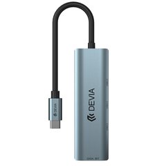 Devia USB-C/4xUSB3.0, 0.1 m kaina ir informacija | Kabeliai ir laidai | pigu.lt