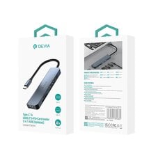 Devia adapter HUB 5in1 USB-C 3.1 to 3x USB 3.0 + SD|TF + PD deep gray цена и информация | Devia Компьютерная техника | pigu.lt