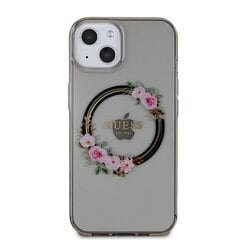 Guess PC|TPU Flowers Ring Glossy Logo MagSafe Case for iPhone 13 Black цена и информация | Чехлы для телефонов | pigu.lt