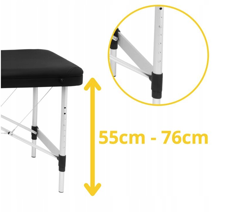 Sulankstomas masažo stalas 4Fizjo, 185×60cm, juodas kaina ir informacija | Masažo reikmenys | pigu.lt
