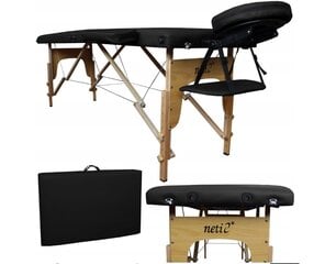 Sulankstomas masažo stalas Inne, 91x59cm, juodas kaina ir informacija | Masažo reikmenys | pigu.lt