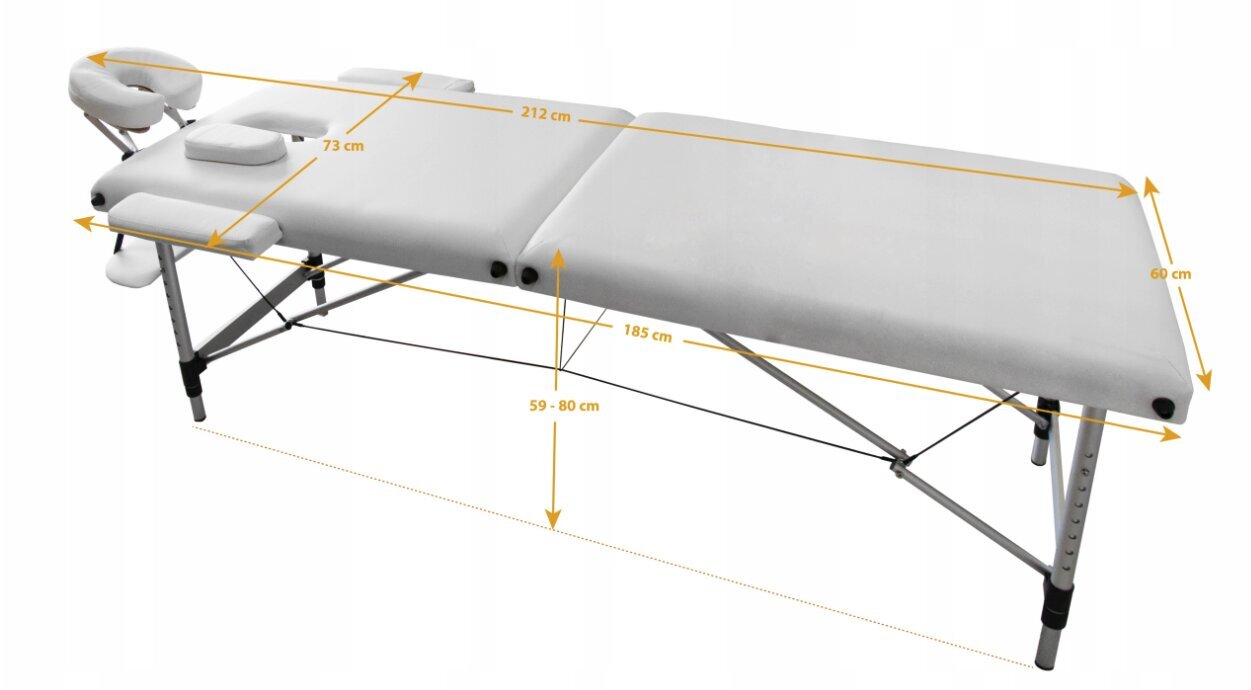 Sulankstomas masažo stalas I-coucou A2, 185x60cm, baltas kaina ir informacija | Masažo reikmenys | pigu.lt