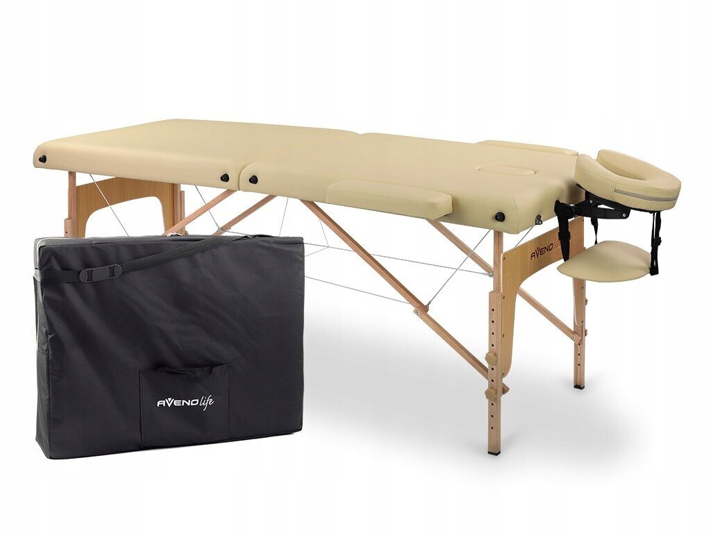 Sulankstomas masažo stalas Habbys, 185x60cm, smėlio spalvos kaina ir informacija | Masažo reikmenys | pigu.lt