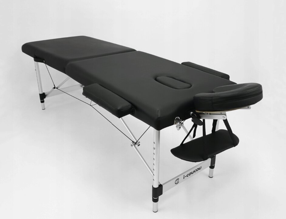 Sulankstomas masažo stalas i-coucou A2, 185x60cm, juodas цена и информация | Masažo reikmenys | pigu.lt