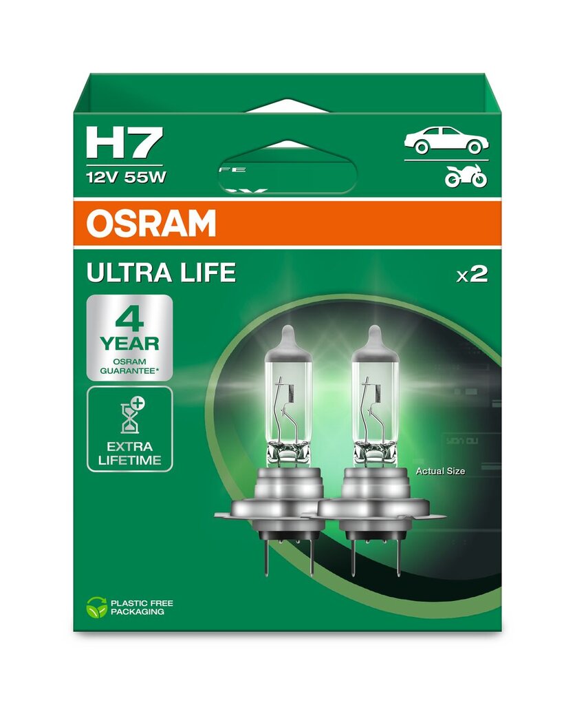 Automobilinės lemputės Osram Ultra Life H7, PX26D, 2 vnt. цена и информация | Automobilių lemputės | pigu.lt