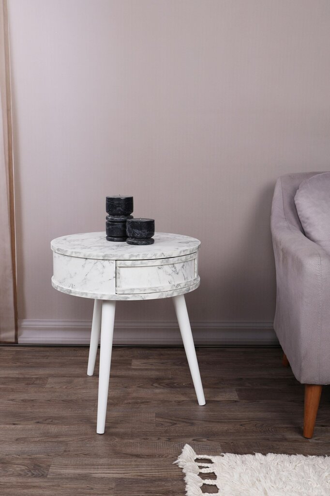 Šoninis stalas Asir, 51x58,5x51 cm, baltas kaina ir informacija | Kavos staliukai | pigu.lt