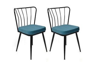2-ių kėdžių komplektas Asir, mėlynas/juodas kaina ir informacija | Virtuvės ir valgomojo kėdės | pigu.lt
