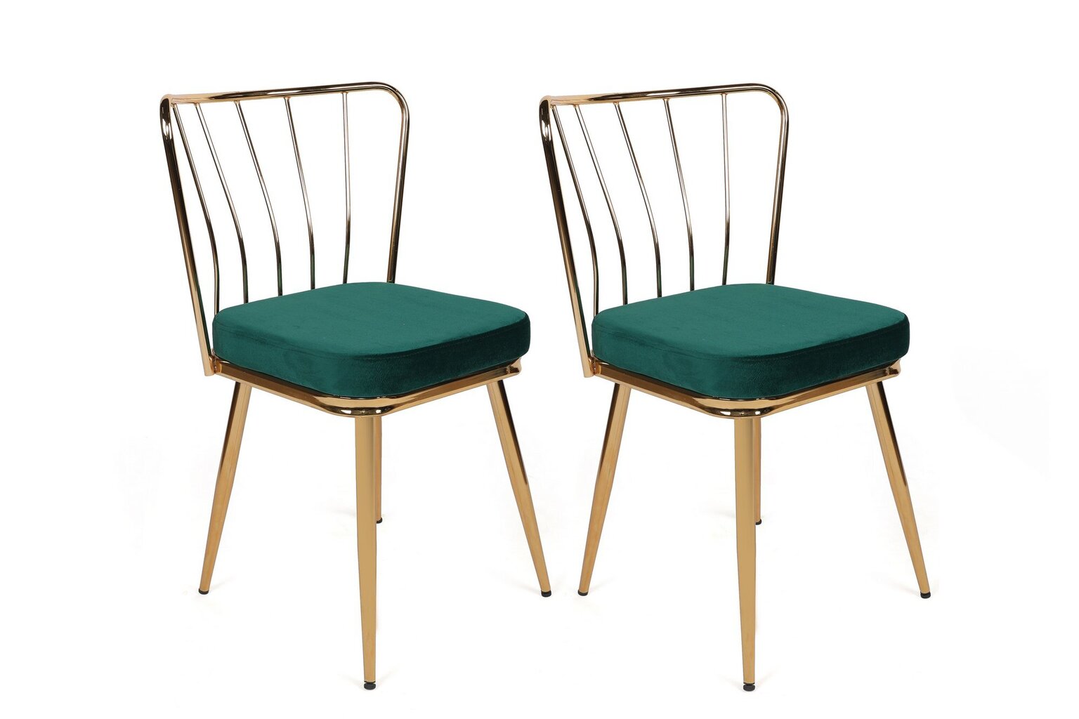 2-dalių kėdžių komplektas Asir, žalias/auksinis цена и информация | Virtuvės ir valgomojo kėdės | pigu.lt