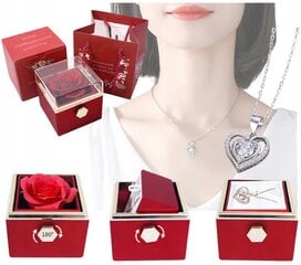 Dovanų dėžutė su amžina rože ir kaklo pakabuku, raudona kaina ir informacija | Kitos originalios dovanos | pigu.lt