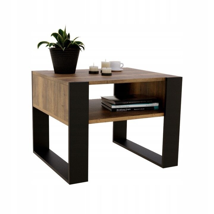 Kavos staliukas Perfektciecie Karo, 65x54x45 cm, rudas/juodas kaina ir informacija | Kavos staliukai | pigu.lt