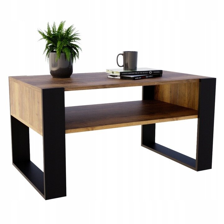 Kavos staliukas Perfektciecie Karo2, 92x54x45 cm, rudas/juodas kaina ir informacija | Kavos staliukai | pigu.lt