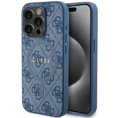 Guess GUHMP15LG4GFRB iPhone 15 Pro 6.1" niebieski|blue hardcase 4G Collection Leather Metal Logo MagSafe цена и информация | Чехлы для телефонов | pigu.lt