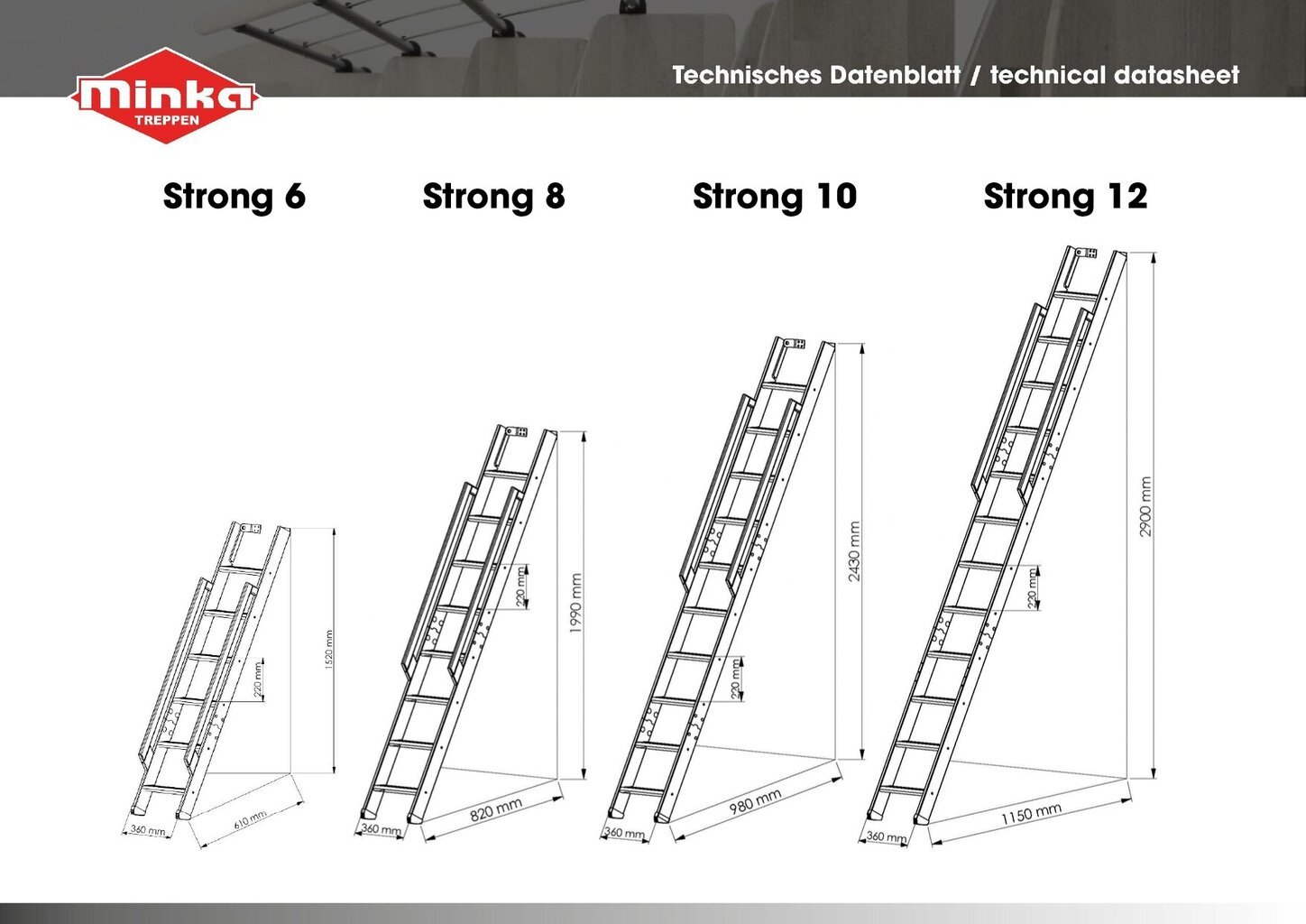 Laiptai Minka Strong 8, Aukštis 199 - 210 cm цена и информация | Laiptai | pigu.lt