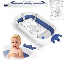 Sulankstoma kūdikio vonelė su pagalvėlė Ricokids, mėlyna/balta kaina ir informacija | Maudynių priemonės | pigu.lt
