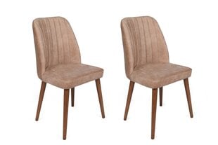 2-ių kėdžių komplektas Asir, smėlio spalvos/rudas kaina ir informacija | Virtuvės ir valgomojo kėdės | pigu.lt