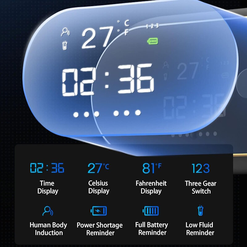 Išmanusis, putojantis muilo dozatorius, su laikrodžiu ir temperatūros ekranu, IVY Smart W2 kaina ir informacija | Vonios kambario aksesuarai | pigu.lt