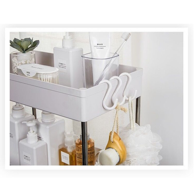 Plastikinė laikymo lentyna ant ratukų vonios kambariui IVY Home SH1 87x40x13cm Balta цена и информация | Vonios kambario aksesuarai | pigu.lt