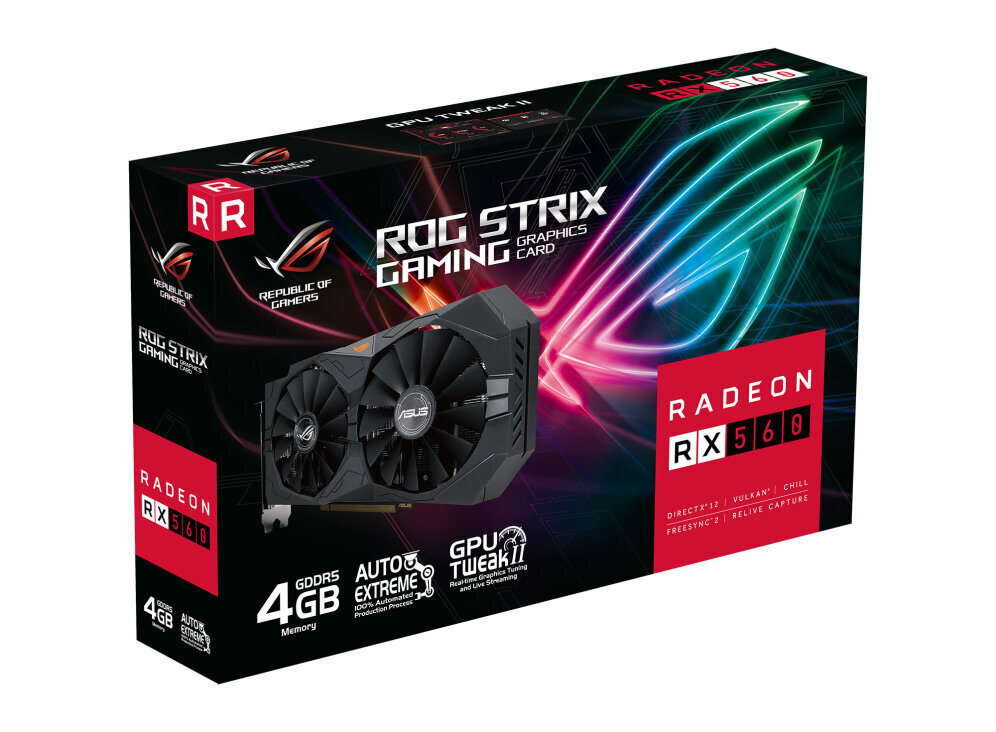 Prekė su pažeidimu.Asus ROG Strix Radeon RX 560 4GB GDDR5 (90YV0HV0-M0NA00) kaina ir informacija | Prekės su pažeidimu | pigu.lt