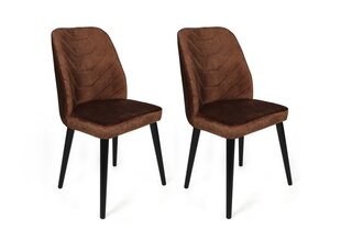 2-ių dalių kėdžių komplektas Asir, 50x90x49 cm, rudas/juodas kaina ir informacija | Virtuvės ir valgomojo kėdės | pigu.lt