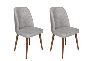 2-ių dalių kėdžių komplektas Asir, 50x90x49 cm, pilkas/rudas kaina ir informacija | Virtuvės ir valgomojo kėdės | pigu.lt