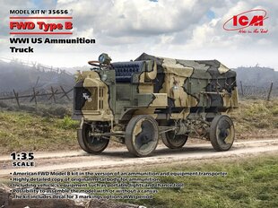 Klijuojamas modelis ICM 35656 WWI US Ammunition Truck FWD Type B 1/35 kaina ir informacija | Klijuojami modeliai | pigu.lt