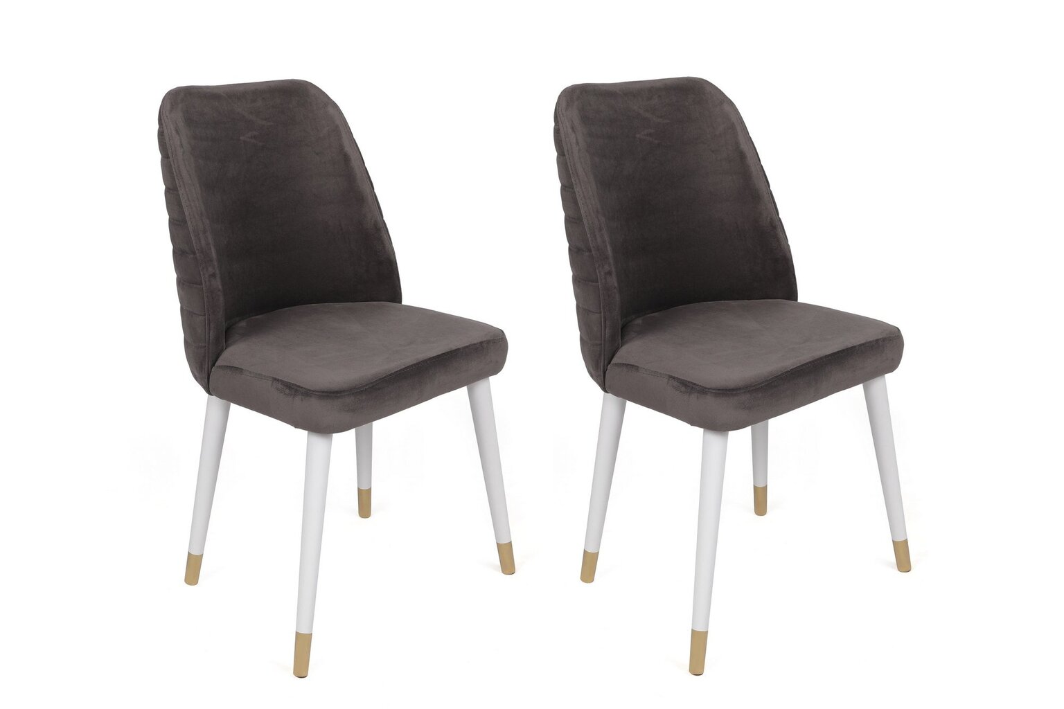 2-ių dalių kėdžių komplektas Asir, pilkas/baltas/auksinis kaina ir informacija | Virtuvės ir valgomojo kėdės | pigu.lt