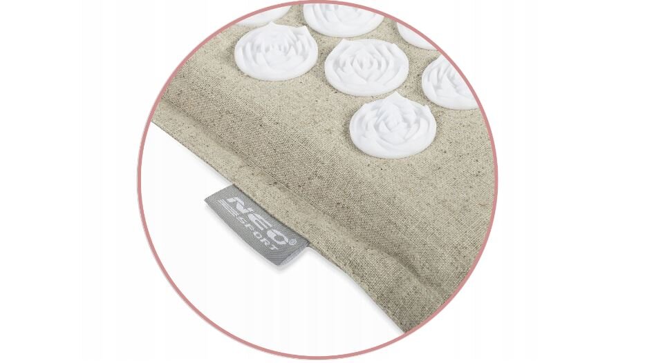 Akupresūros masažinis kilimėlis su pagalve Neo, 70x44 cm, baltas kaina ir informacija | Masažo reikmenys | pigu.lt