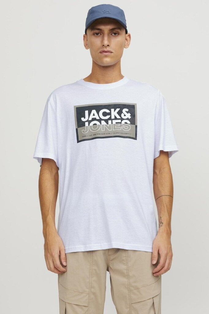 Marškinėliai vyrams Jack & Jones, balti kaina ir informacija | Vyriški marškinėliai | pigu.lt