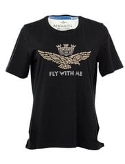 Marškinėliai moterims Aeronautica Militare 46724-6, juodi kaina ir informacija | Marškinėliai moterims | pigu.lt