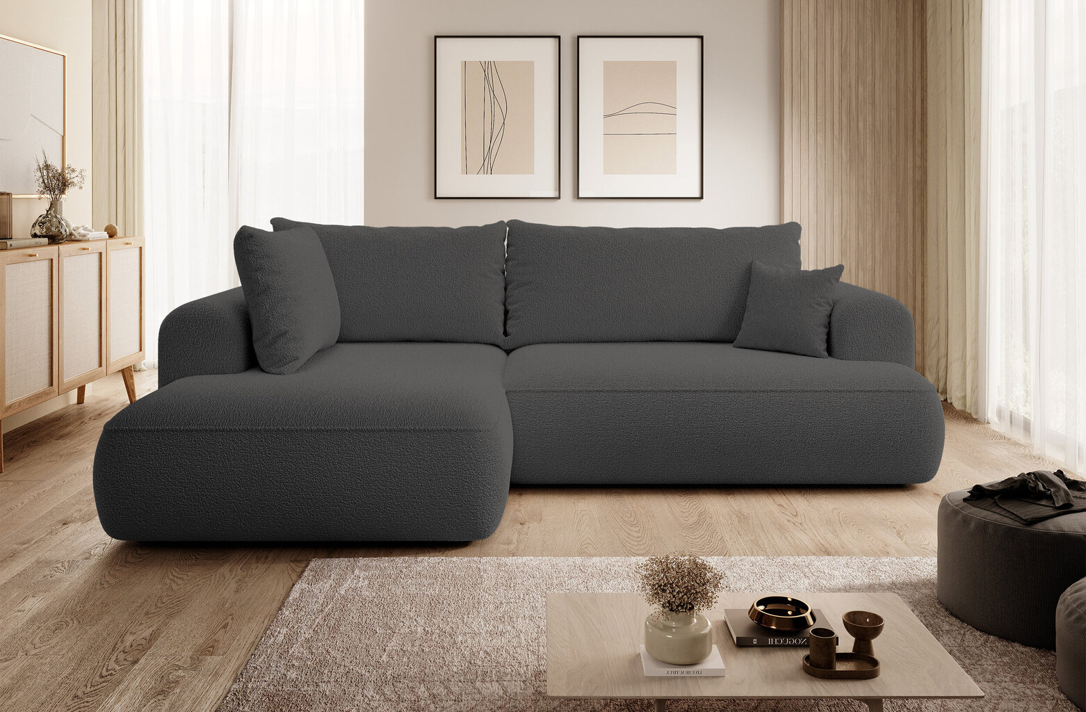 Kairinė kampinė sofa Selsey Ovo L, pilka цена и информация | Minkšti kampai | pigu.lt