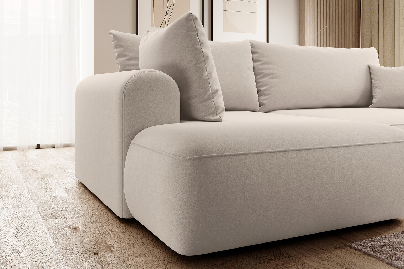 Kairinė kampinė sofa Selsey Ovo L, smėlio цена и информация | Minkšti kampai | pigu.lt