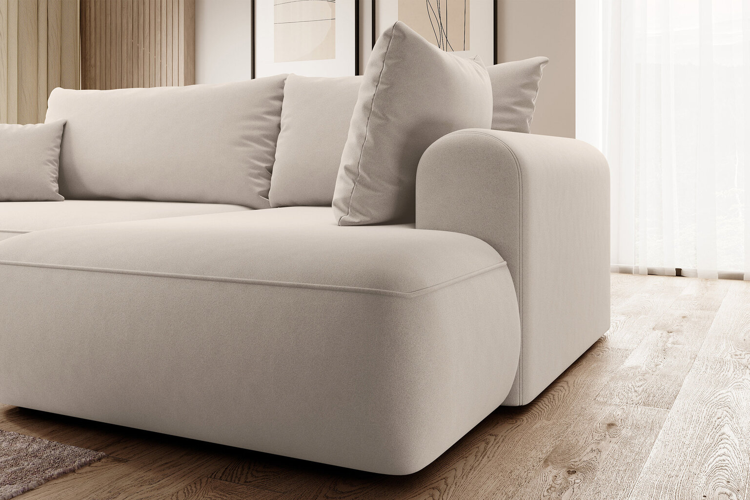 Dešininė kampinė sofa Selsey Ovo L, smėlio цена и информация | Minkšti kampai | pigu.lt