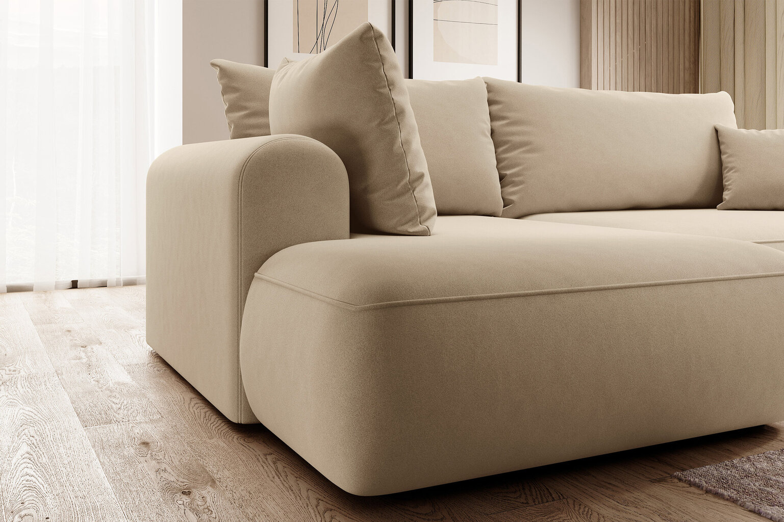 Kairinė kampinė sofa Selsey Ovo L, smėlio цена и информация | Minkšti kampai | pigu.lt