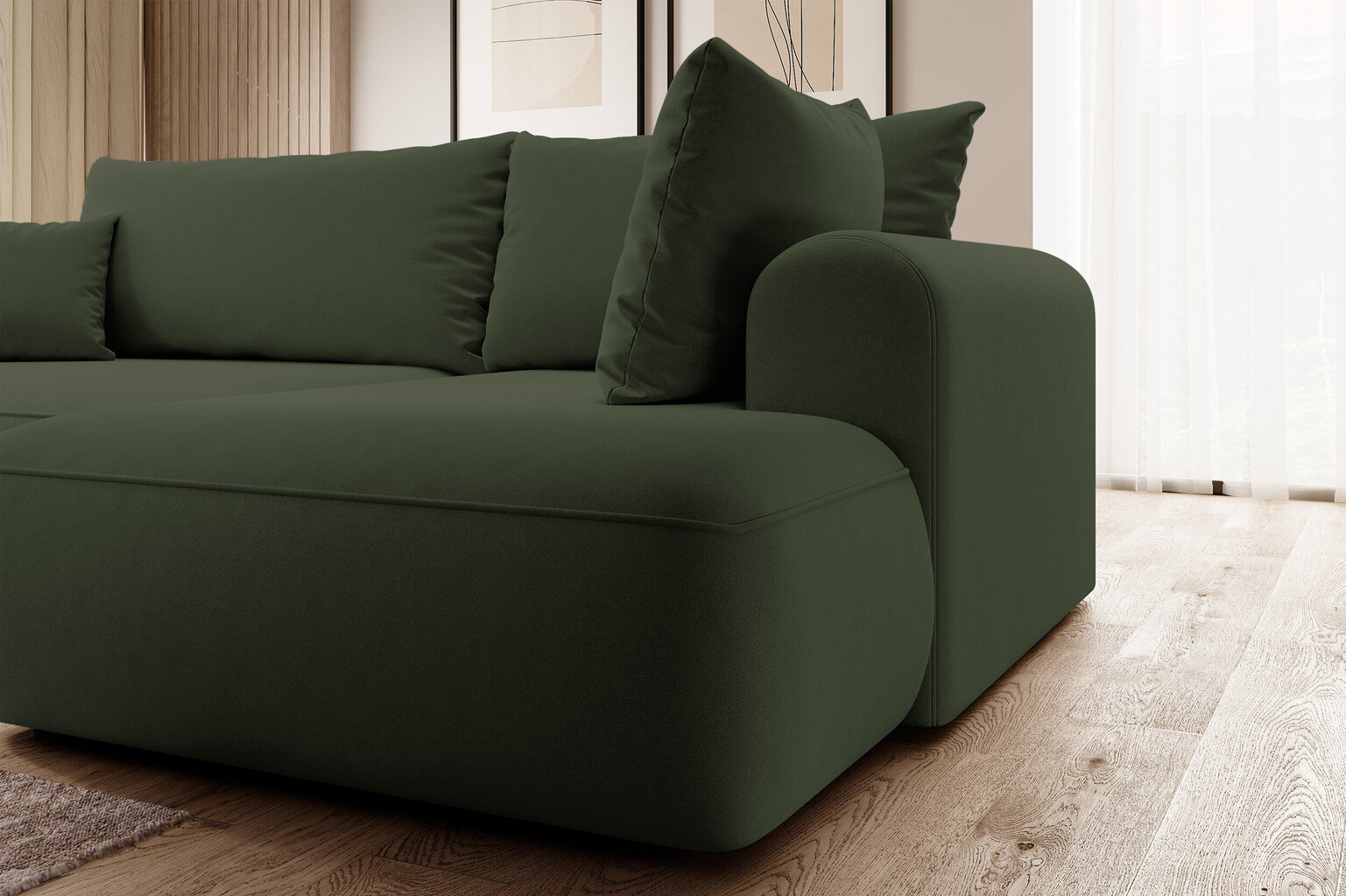 Dešininė kampinė sofa Selsey Ovo L, žalia kaina ir informacija | Minkšti kampai | pigu.lt
