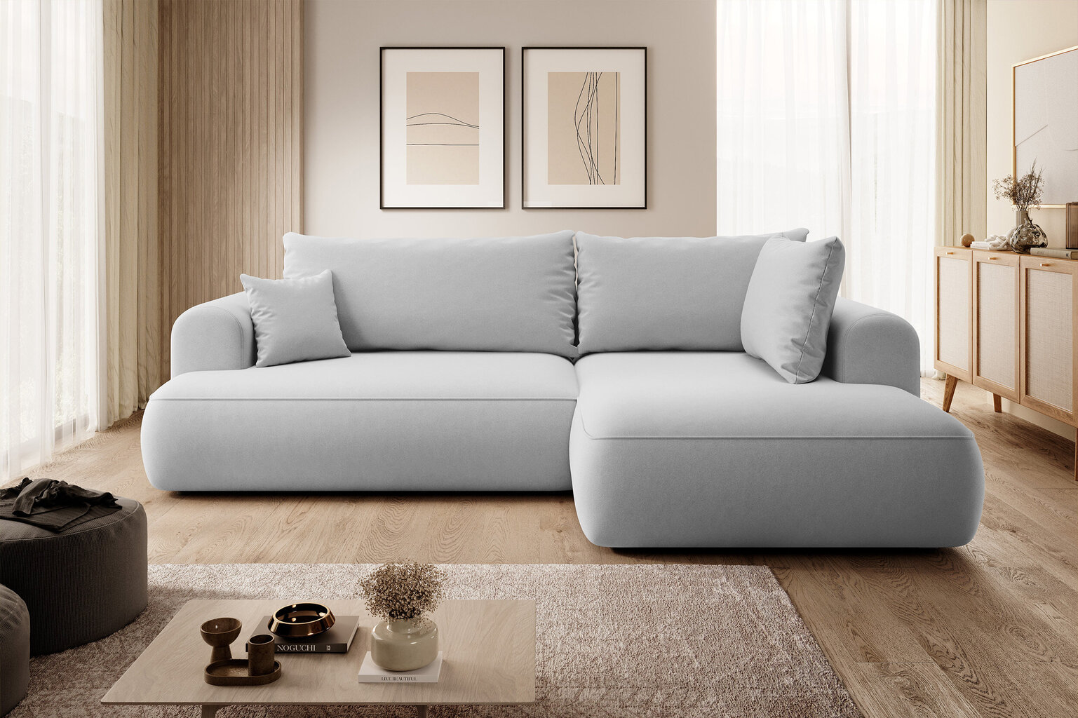 Dešininė kampinė sofa Selsey Ovo L, pilka цена и информация | Minkšti kampai | pigu.lt