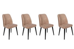 4-ių dalių kėdžių komplektas Asir, smėlio/juodas kaina ir informacija | Virtuvės ir valgomojo kėdės | pigu.lt