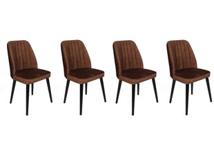 4-ių dalių kėdžių komplektas Asir, rudas/juodas kaina ir informacija | Virtuvės ir valgomojo kėdės | pigu.lt