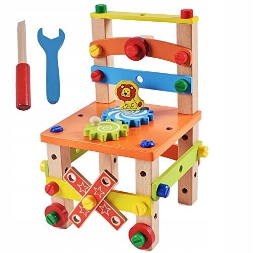 Medinė daugiafunkcinė kėdė konstruktorius kaina ir informacija | Žaislai berniukams | pigu.lt