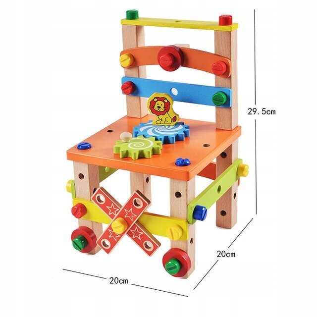 Medinė daugiafunkcinė kėdė konstruktorius kaina ir informacija | Žaislai berniukams | pigu.lt